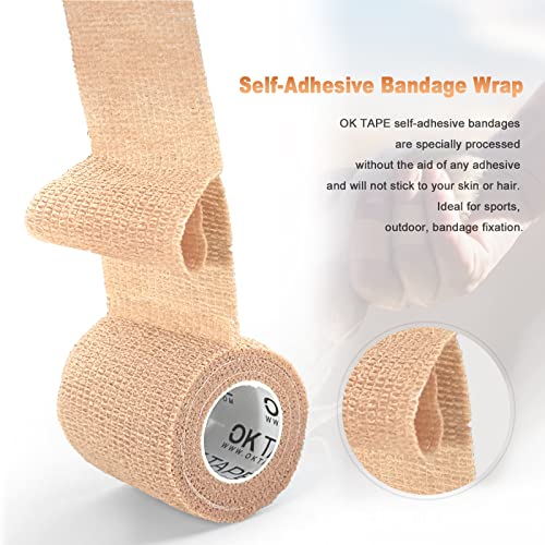 OK TAPE Self Adherent Cohesive Bandages Wrap 12Packs 2" x 5 Yards | Non-Woven for Thumb Finger Wrist Ankle Vet Wrap Bandages Tape Self Adhesive Bandage Wrap Breathable (Light Purple) - color: Light Purple, size: 2 In x 5 Yards