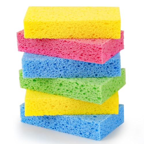 Temede Cellulose Sponges, Heavy Duty Kitchen Sponges, Non-Scratch, 6 Pack | Pop-Up Compressed Cellulose Dish Sponges, with a Durable and Firm Texture for Cookware, Bathroom and Household Cleaning - size: 6 Count (Pack of 1)