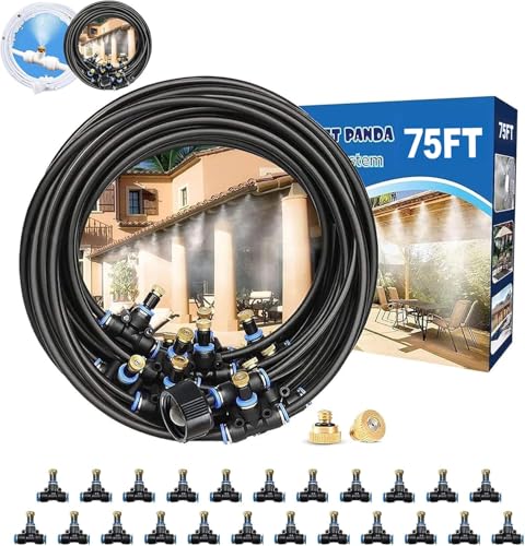 Misters for Outside Patio,Outdoor Water Misting Cooling System,75FT|23M.Backyard Mist Kit for Garden,Greenhouse,Fan,Deck,Umbrella,Canopy,Pool,Porch.Trampoline Sprinkler Park,BBQ Party Accessories - size: 75FT