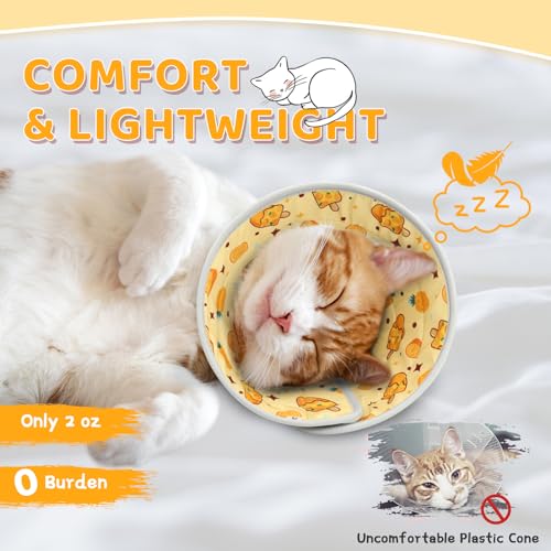 Cat Cone Collar Soft to Stop Licking, Adjustable, Foldable Lightweight Kitten Cones After Surgery Recovery for Cats & Kittens, Cat Cone Alternative, Easy Eating (Orange, S) - color: Orange, size: S