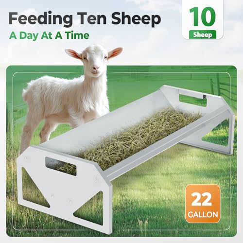 Livestock Feeding Trough 22 Gallon Capacity 45" Hay Feeder Heavy | Duty Livestock Trough for Horse Sheep Cattle Hog V-Shaped Farm Sheds Pen Water Feeder Trough Powder Coated Silvery Steel - color: Silvery