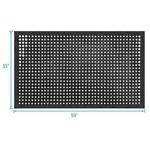 Outside Rubber Floor Mats Anti Slip Commercial Resturant Drainage Mat | 60"x35" Heavy Duty Outdoor Mat for Kitchen Garage Garden Patio Indoor Outdoor Entrance Industrial Pool Bar Wet Area - size: 60x35 inches
