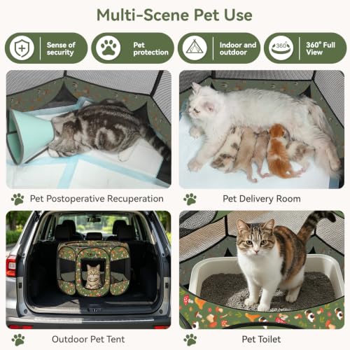 Siedihit Dog Cat Playpen, Puppy Pet Playpen Indoor for Small Dog | Crate Tent Cage Outdoor, Portable Pop Up Dogs Enclosure Kennel with Carrying Case for Dogs/Cats/Rabbits (Cottagecore, Small) - color: Cottagecore