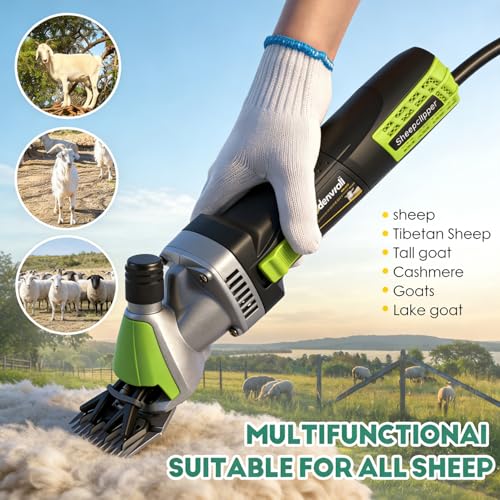 CGOLDENWALL 850W Sheep Shears Electric Sheep Clipper for Grooming Professional Heavy Duty Shearing Clipper with 6 Speed & Blade Tightness Adjustment- 110V (13 Straight Teeth Blade)