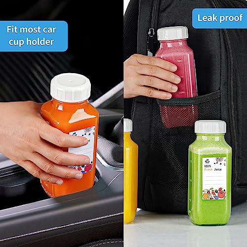 Syntic 8 Pack 16 Oz Glass Milk Bottles with Lids,2 Pour Spouts & Extra Lids | Reusable Glass Bottles with Measurement Marks for Juice,Breast Milk,Beverage Storage,Refrigerator Organization & Daily Use