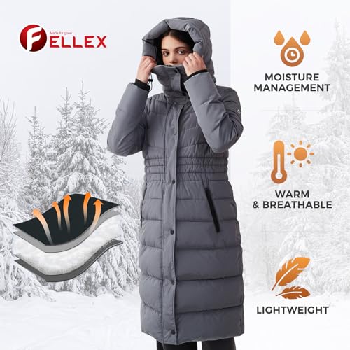 IKAZZ Women's Winter Coats, Thickened Warm Insulated Vegan Down Long Parka Jacket with Hood - color: Gray, size: X-Small