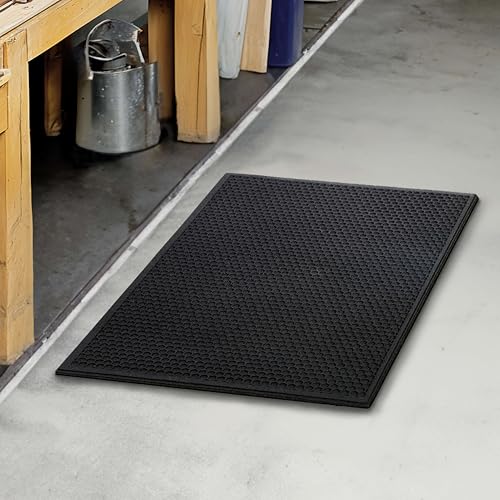 Mohawk Home Indoor Outdoor 2 Pack (1' 6" x 2' 6") Heavy Duty Rubber Floor Mat Anti Slip Restaurant Kitchen for Garage Garden Industrial Pool Entrance Bar Wet Area - size: 2 Pack (1' 6" x 2' 6" Rectangular)
