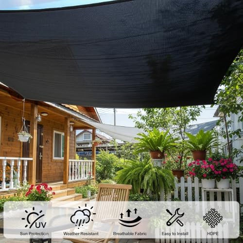 SUNNY GUARD Sun Shade Cloth, 12 x 20 FT Black HDPE Mesh | 85-95% Breathable shade cover creates a cooler space for plants, vegetables, greenhouses, patios, chicken coops, and kennels - color: 90 SHADE-BLACK, size: 12 FT x 20 FT