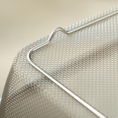 18/8 Stainless Steel Fine Mesh Strainer Basket with Feet, Rectangular Colander for Vegetables, Fruits, Pasta, Noodles – Rustproof, Durable & Easy to Clean (9.84 inch) - color: Sleek Square, size: 9.84 inch