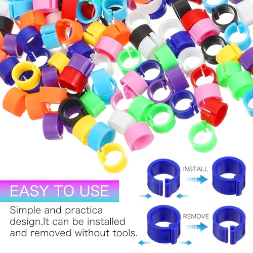 ElevateTech 300PCS 8mm Coturnix Quail Leg Bands Chicken Identification Band Bands Chicken Leg Band Rings Clip-On Round Tags Poultry IdentificationBand