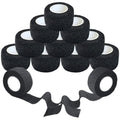 12 Pack Self Adhesive Wrap Bandage - Vet Wrap for Pets, Stretch Self-Adherent Cohesive Tape Breathable Athletic Tape Rolls (1 Inches x 5 Yards Each, Black) - color: Black