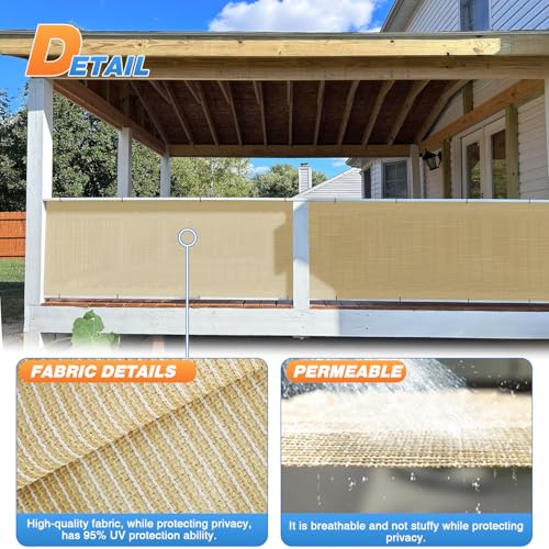 TANG Sun Shade Fabric Roll 8' x 25' Shade Cloth for Patio,Pergola Canopy Replacement Cover, Blockage UV Resistant Mesh Net Sail Sunshades Outdoor for Backyard Garden Plant Deck, Beige