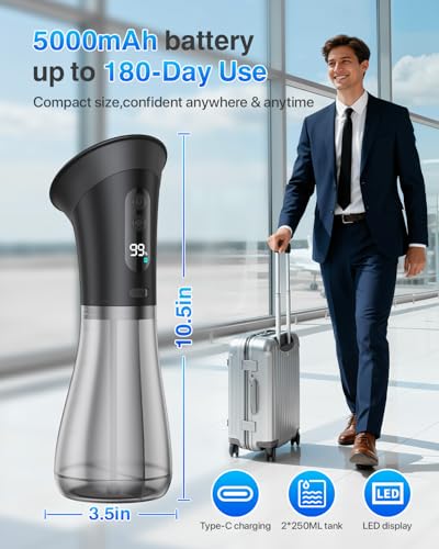 Ear Wax Removal with One-Piece Waste Tank, Powered Ear Wax Remover, IPX7, 5000mAh, 12 Tips, 3 Pressure Modes, Safe & Effective Ear Cleaning Electric Water Irrigation System at Home