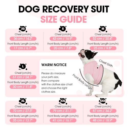 BRKURLEG Dog Chest Recovery Suit After Surgery, Pink XL | Dog Chest & shoulder Wound Cover, Breathable & Soft Anti-Licking Wound Vest, Not for Spay/Neuter Surgeries, Cone Alternative - color: Pink, size: X-Large