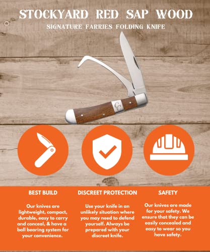 ABKT Stockyard Farriers Knife - Red Sap Wood - Includes a Hoof Pick - Convenient & Resilient