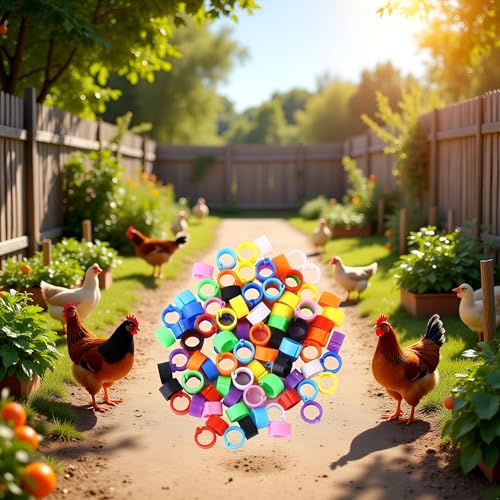 100 Pcs Multicolor 8mm Poultry Leg Rings, 10 Colors Poultry Foot Bird Identification Leg Bands Clip-on Rings for Birds, Ducks and Chickens