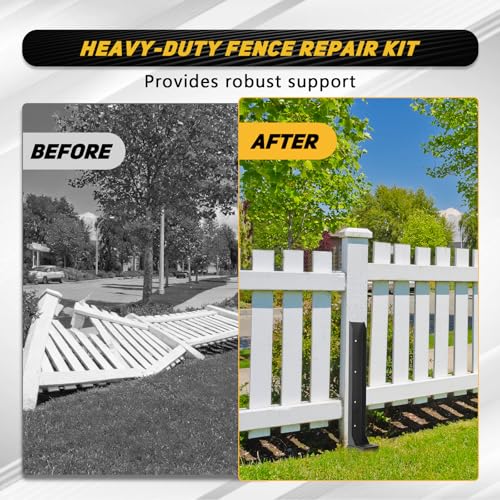 4x4 4 Pcs Fence Post Repair Kit 4x4 Separation Thicker Fence Post Anchor | Heavy Duty Thickened Fence Post Anchor Ground Stakes for Repair Tilted Broken Leaning 4x4 Wooden Posts