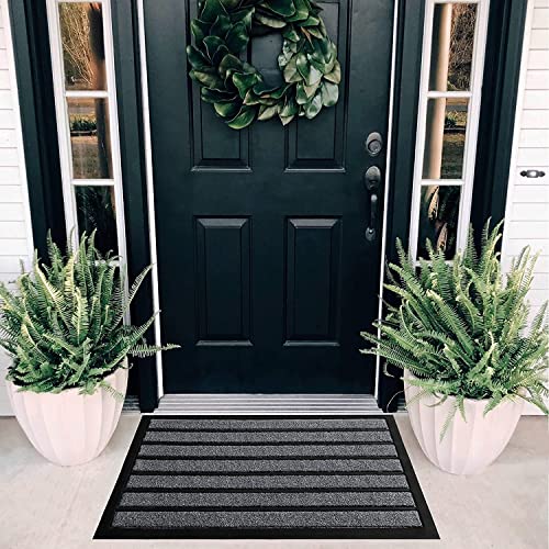 Ubdyo Extra Durable Door Mat Outside Entrance (30" x 17", Bright Grey) | Dirt Trapping, Non-Slip Backing, Indoor or Outdoor Use, Welcome Mat, Low Profile, Natural Rubber, Stain Fade Resistant - color: Bright Grey, size: 30" x 17" (Rectangular)