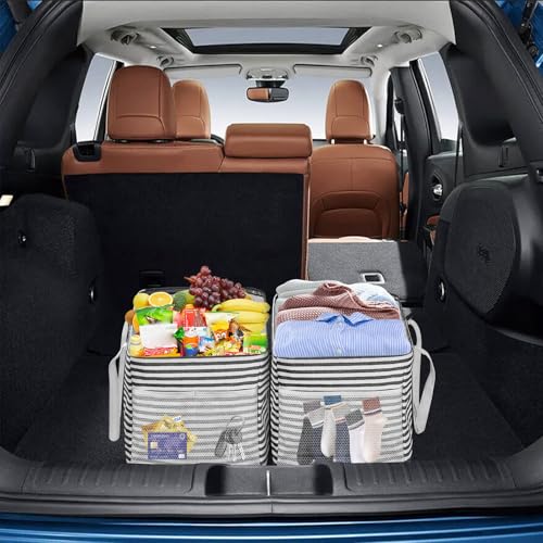 LHZK Standing Extra Large Utility Tote Bag with Metal Wire Frame and the Sides Rinforced, Extra Large Tote Bag with Handle, Reusable Grocery Bags Foldable, Beach Bag, Car Tote, Black | Metal Wire Frame - color: Black/White, size: 22.5''x10.5''x12''-1 Pack