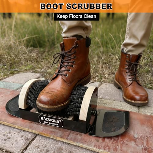 Hadwoer Heavy-Duty Outdoor Boot Brush Scraper for Mud, Dirt and Snow | Durable boot scrubber and shoe cleaner removes mud, dirt and snow from work boots, hiking shoes and outdoor footwear.
