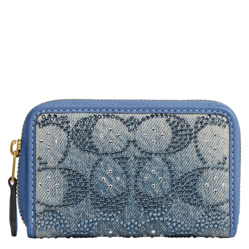 Essential Small Zip Around Card Case in Crystal Signature Denim - color: Denim, size: One Size