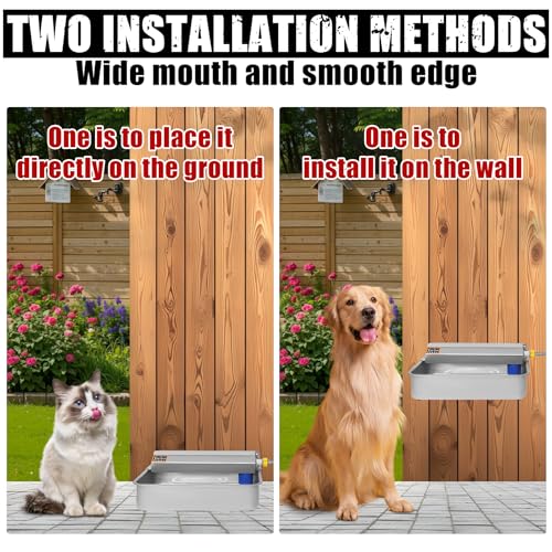 Automatic Dog Water Dispenser 2 Gal/7.57L Outdoor Dog Water Bowl Auto-Fill Water Feeder Stainless Steel Large Livestock Waterer Fit 3/4" GHT Faucet Wide Mouth Wall/Ground Mount - size: 2 Gal
