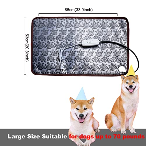 Pet Heating Pad for Large Dogs Cats, 34X21 inch, Waterproof, Easy Clean, Temperature Adjustable, Safety Instructions | Waterproof, Easy Clean, Temperature Adjustable, Just turn on feature, always on heated bed - size: 34X21 inch