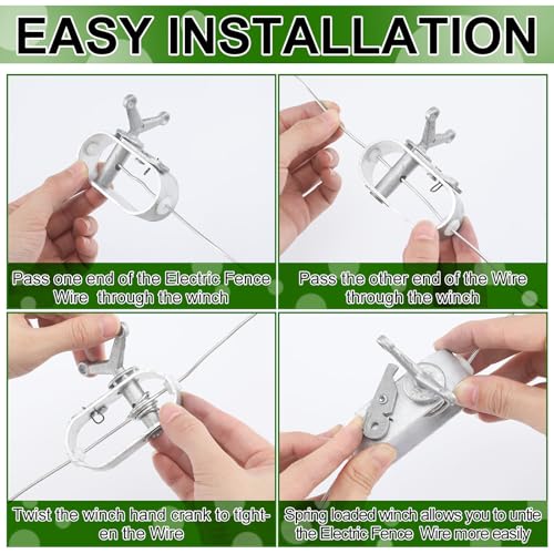 Yaocom 12 Pcs Electric Fence Wire Strainer Aluminum Wire Tensioner Heavy Duty Tensioner for Farm Electric Fence