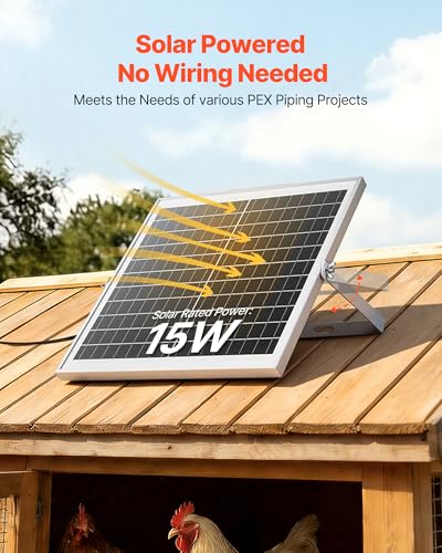 VEVOR Solar Powered Fan, 15W Solar Panel with 2 Fans, Adjustable Solar Panel Angle, 2668 RPM High-Speed, Flexible Installation, Fast Air Exchange for Greenhouse, Grow Tents, Chicken Coops, Shelters - size: 4.7" Fan×2 -15W