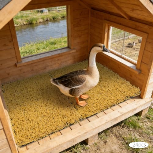 Chicken Nesting Pads, 24Pcs Soft Coop Nest Box Mats 11.8"x11.8" | PP & PE, Slip-Resistant Bottom, 1.18" Thickness, Artificial Grass Nesting Pads, Chicken Coop Pads, for Duck Rabbit Guinea Pig