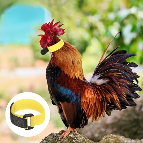 M METERXITY 10-Pack Rooster Collars, 8.07" x 0.79" Adjustable Soft Polyester Anti-Noise Neck Belt for Chickens and Poultry Birds, Noise Control Collar [Yellow] - color: Yellow