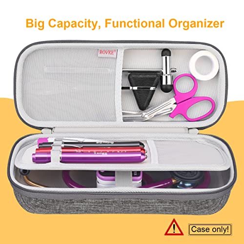 BOVKE Stethoscope Case for 3M Littmann Classic III Monitoring, Lightweight II S.E, Cardiology IV Diagnostic, MDF Acoustica Stethoscopes, Extra Room for Nurse Essentials and Supplies, Volcanic Grey - color: Volcanic Grey