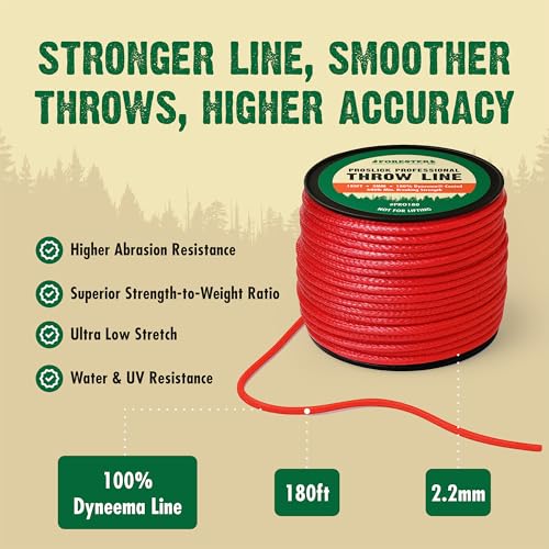 FORESTER Arborist Throw Line Kit | 15oz Throw Weight & 180ft Throw Rope | Pro Slick 100% Dyneema Throw Line Rope | Arborist Equipment for Tree Climbing - size: 15oz Throw Weight