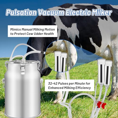 Cow and Goat Milking Machine Electric, 10 L Goat Milker Machine, 5200mAh Rechargeable Vacuum Pump Milker with Food-Grade, Auto-Shutoff Check Valve, 4 Silicone Teat Cups for Small Farms & Homestead