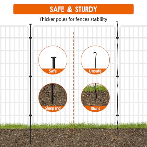 15 Panels No Dig Fence with Gate, 32 in(H) X 36 ft(L) Garden Decorative Fence Animal Barrier for Dogs, Rustproof Metal Garden Edging Border for Outdoor, Yard, Patio, Black - size: 15 Panels 32 in(H) X 36.2 ft(L) with gate