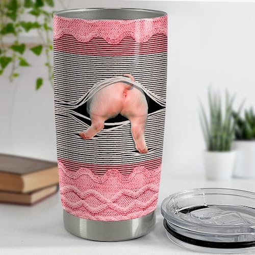 SANDJEST Pig Tumbler 20oz Stainless Steel Insulated Tumblers Coffee Travel Mug Cup Funny Pig Gifts for Women Girls Gift for Birthday Christmas - color: Pig