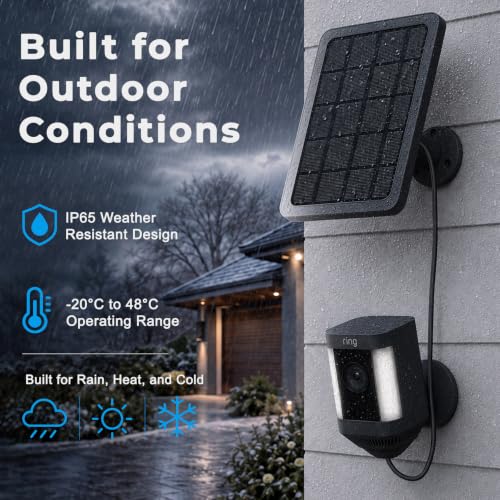 4W Solar Panel for Ring Cameras with 10FT Cable, Black, 3 | Compatible with Stick Up Cam/Plus Battery, Spotlight Cam Plus/Pro Battery, USB-C/DC/Micro Adapters, IP65 Weatherproof - color: Black