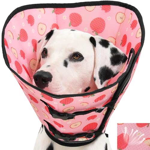 Avont 2026 Upgraded Dog Recovery Collar, Breathable Elizabethan Collar, XL | Soft Dog Cone Alternative After Surgery to Stop Licking, Foldable/Adjustable/Secure-Fit for Medium Large Dogs, Apple - color: Apple, size: XL Neck:(18.9"-20.5") Depth:(11.0")