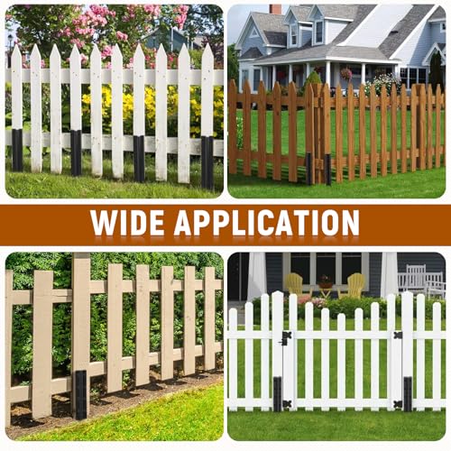 SDSNTE Steel Fence Post Repair Stakes for Fence Post Support, 10 Pcs | 14 Ga Heavy-Duty, Easy Installation Kit Included