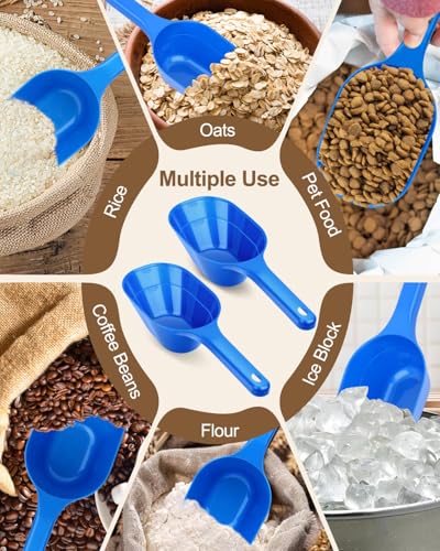2 Pack Dog Food Scoop, 1 Cup Pet Food Scoop With Measuring Lines (Blue) | Clear Markings for Precise Measuring 1/2 and 1 Cup Lines,Dishwasher Safe,Plastic,Portable and Sturdy - color: blue