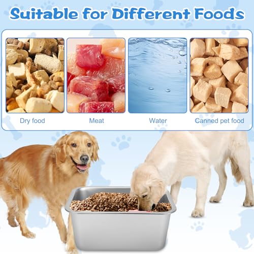YUEPET Large Stainless Steel Dog Water Bowl, 4 Gallon Bowl for L Dogs | Outdoor Dog Water Bowl, 4 Gallon Capacity, Food and Water Use, Rounded Corners, Raised Edge, Easy to Clean, XL Dogs - size: 4 Gallons
