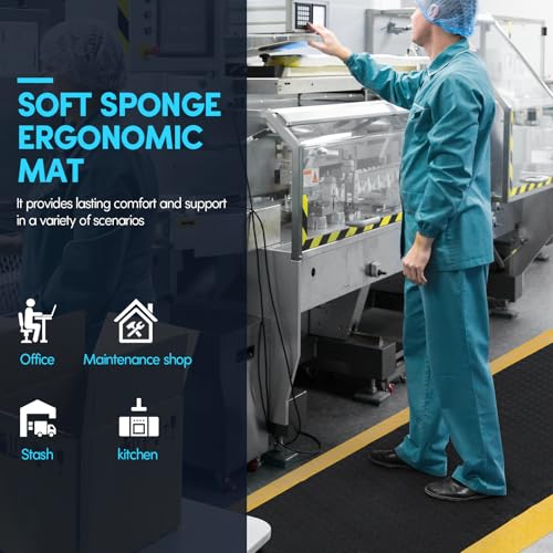 Anti Fatigue Mat 2x5 Ft 15/16" Thick Soft Sponge Ergonomic Mat | Stable Comfort Endurance Floor Mat Layered Support Rugged Diamond Relief Steady Standing Mat for Farm Grooming Salon - size: 59.9"L x 23.6"W x 0.9"Th