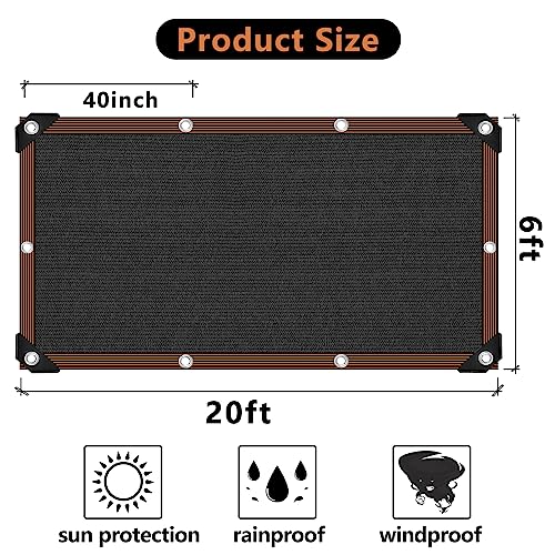 Garden Shade Cloth, 80%-90% Resistant Sun Shade Neting Mesh Tarp with HDPE Material and Reinforced Grommets, Sunblock Trap for Greenhouse Plant Pergola Backyard Patio, 6x20FT - size: 6x20FT
