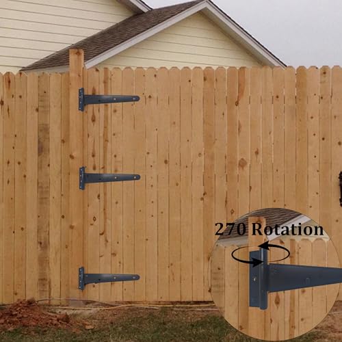 2PCS 8" Heavy Duty T-Strap Hinges, Black Rustic Iron Hinge, Rustproof Gate Tee Hinges for Outdoor Sheds, Barn Doors & Wood Fences-Thickness 2.2mm - size: 8 Inch