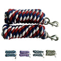 Majestic Ally Pack of 2 Solid Cotton Lead Rope for Horses & Livestock – 10 Foot Long and 5/8 inch Thick - Replaceable Heavy-Duty Satin Bolt Snap – Handmade – Soft, Broken in Feel (Patriotic) - color: Patriotic