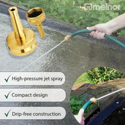 Melnor 65043-AMZ Solid Brass Nozzle Bundle - Heavy Duty, Adjustable Spray & High-Pressure Jet - Leak-Free Design - Compact