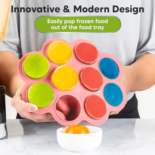 KeaBabies Silicone Food Freezer Trays with Lid, 2oz x 10 Pods (Blossom) | Baby Food Storage Containers, Easy Puree Meal Prep, Breast Milk Silicone Freezer Molds, Dishwasher, Microwave Safe, BPA-Free - color: Blossom