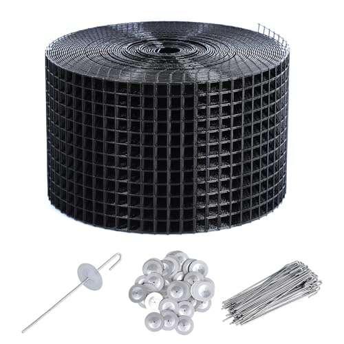 Solar Panel Bird Guard Kit, 6in x 100ft PVC Coated Heavy Duty Steel Mesh | with 60 PCS Clips, Pigeon & Squirrel Critter Guard, Roof Protection Net, Rodent Prevention System for Solar Panels