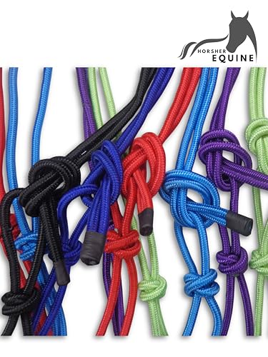 Premium Rope Halter for Horses, Durable Hand-Tied Adjustable Nylon Horse Headcollar with Knots for Trail Riding, Lightweight & Strong Equestrian Western Tack