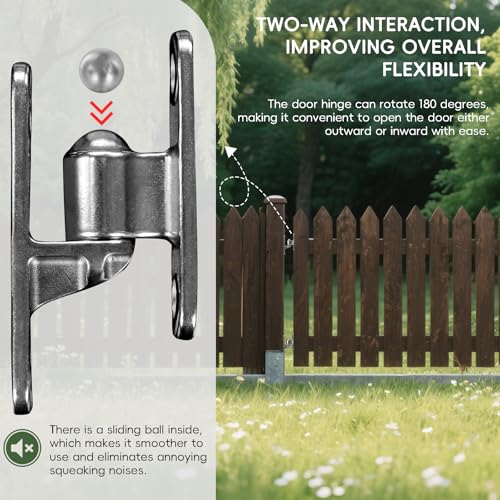 304 Stainless Steel Gate Hinges 5/8" Heavy Duty Door Hinges 600LB Capacity No Squeaking for Wall Mount Hinges for Farm Gates & Wooden Fences, 2 Pack